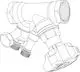 Produktabbildung eines Strangregulierventils mit Innengewinde, drei Anschlussmöglichkeiten und Entleerung, hergestellt von IMI Hydronic Engineering.